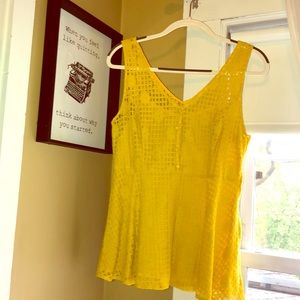 Modcloth yellow peplum sleeveless top
